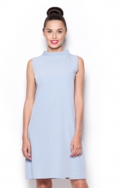 Sukienka niebieska bez rękawów, niski golf M299