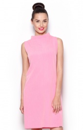 Sukienka różowa bez rękawów, niski golf M299