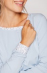  Sklep internetowy z bielizną - Ekskluzywna piżama damska niebieska z bawełny z długie spodnie rozmiary S, M, L, XL , 2XL 