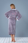  Bielizna nocna: szlafrok damski długi ciepły, wiązany w pasie z kieszeniami, fioletowy, rozmiar M 