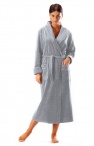  Bielizna nocna: szlafrok damski długi ciepły, wiązany w pasie z kieszeniami, szary, rozmiar XL 
