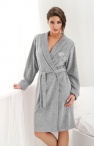  Bielizna nocna: szlafrok damski krótki z bawełny frotte jasnoszary rozmiar XL 