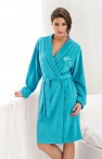  Bielizna nocna: szlafrok damski krótki z bawełny frotte turkusowy rozmiar XL 
