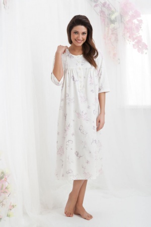  Bielizna nocna: koszula nocna damska z bawełny długa na guziki ecru rozmiar XL 