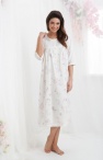  Bielizna nocna: koszula nocna damska z bawełny długa na guziki ecru rozmiar XL 