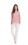  Piżama damska z bawełny: koszulka + długie spodnie S, M, L, XL, 2XL, 3XL, 4XL  