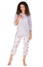 Piżama damska szara: koszulka i spodnie