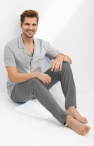  Sklep internetowy z piżamami: piżama męska rozpinana szara 2XL, 3XL, 4XL 