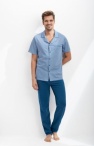  Sklep internetowy z piżamami męskimi: Piżama męska rozpinana niebieska 2XL, 3XL, 4XL 