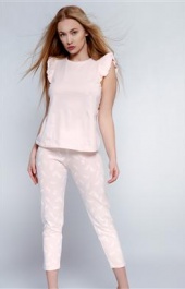 Młodzieżowa różowa piżamka spodnie 7/8 + krótki rękaw