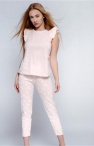  Sklep internetowy piżamy damskie - Młodzieżowa różowa piżamka spodnie 7/8 + różowa bluzeczka krótki rękaw rozmiary S, M, L, XL  