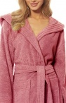  Szlafrok damski długi z bawełny z kapturem różowy pudrowy S, M, L, XL, 2XL - sklep z bielizną nocną 