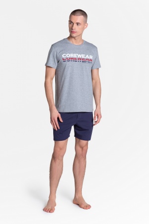  Piżama męska na lato krótkie spodenki szaro-granatowa  M, L, XL, 2XL - sklep internetowy z piżamami męskimi 