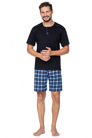  Piżama męska zapinana na trzy guziki , spodenki w kratkę M, L, XL, 2XL, 3XL - piżamy męskie sklep internetowy 