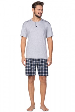  Piżama męska na lato krótkie spodenki szara M, L, XL, 2XL, 3xl - sklep internetowy piżamy męskie i szlaafroki 