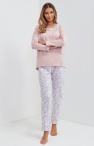  Ciepła piżama damska różowa - bluzka + długie  spodnie S, M, L, XL, XXL sklep z bielizną nocną 