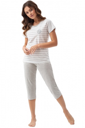  Piżama damska szara 3XL - koszulka i spodnie 